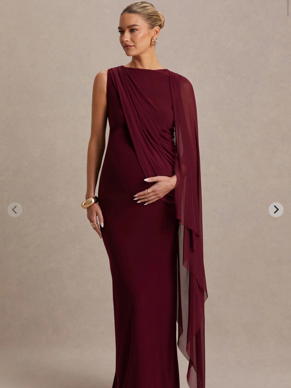 Club L London Cristina One-Shoulder Draped Evening Gown